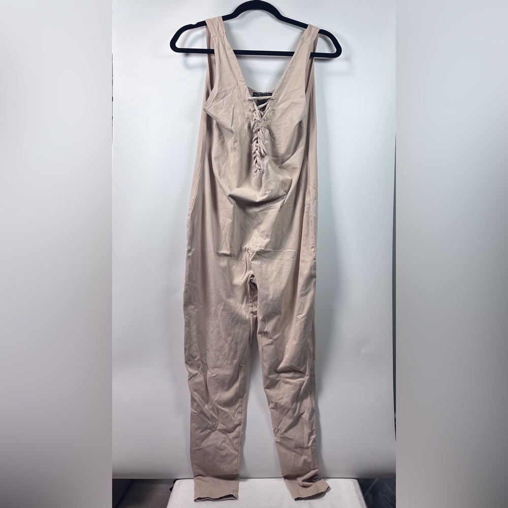 Forever 21+ Front Tie Cream Jumpsuit Size 2X